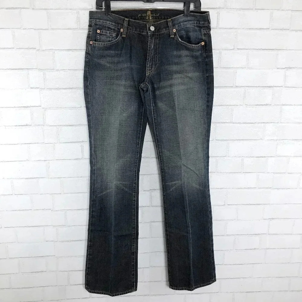 7 For All Mankind Medium Wash Mid Rise Boot Cut Jeans Women's Waist Size 32